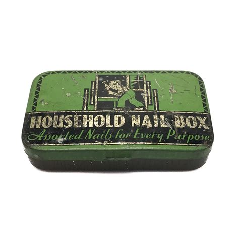 Vintage Household Nail Box Tin 